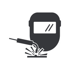 Isolated welding mask and goggles with electric sparks, symbolizing the precision, strength, and craftsmanship of construction and engineering welder