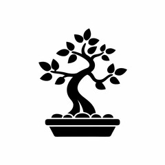 creative details bonsai tree icon Vector Illustration  