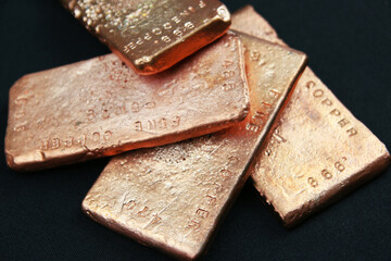 Copper bars precious metal for industry or money investing