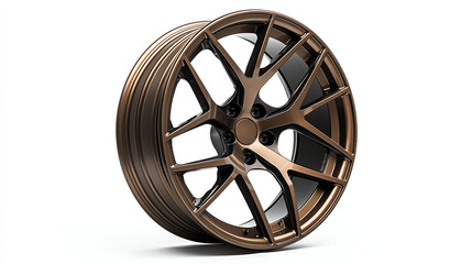 Obraz premium Upgrade your ride with Tuner-style rims featuring a staggered fitment, bronze finish, aggressive offset, and detailed lug nuts. Perfect for a bold, high-performance look in 8K detail. Stand out on the