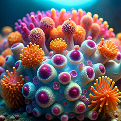 Naklejka premium Vibrant coral cluster close-up.