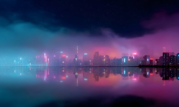 futuristic Korean cityscape at night with glowing holographic floating, Generative AI - Powered by Adobe