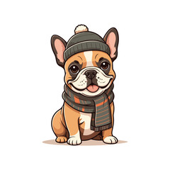 Cute french bull Dog Eating Bone Cartoon Vector Icon Illustration. Animal Nature Icon Concept icon