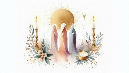 Watercolor nativity scene illustration christmas holiday religious art design card idea