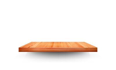 Wooden empty shelf for product display. Minimalist shelf concept. Vector illustration.