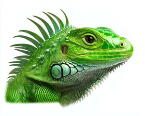 Fototapeta premium Close-up of a vibrant green lizard showcasing intricate scales and features.