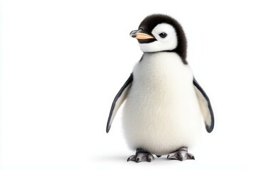 Naklejka premium Adorable baby penguin standing on a white background.