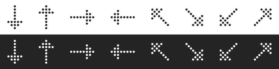Dotted arrow, directional dotted arrow symbol set vector design