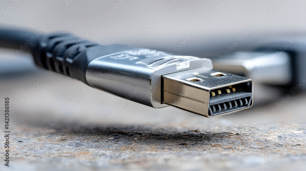 Leinwandbilder close up of a low profile minimalist lan cable with a flat design highlighting its compact form fact