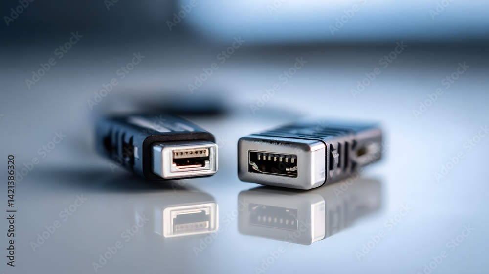 Poster Close up of a sleek black dual USB C to HDMI adapter showcasing a compact minimalist design suitable for a professional studio setup