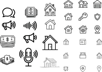 real estate icon set, sound set