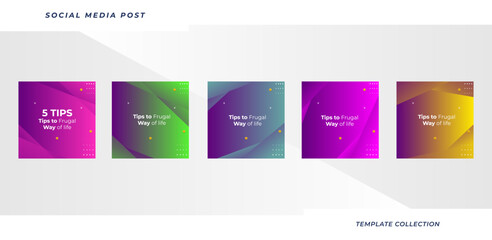 Tips for social media business marketing text here, colorful, tutorial, tips, post banner layout template background design element,