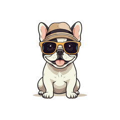 Cute french bull Dog Eating Bone Cartoon Vector Icon Illustration. Animal Nature Icon Concept icon