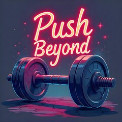 Push Beyond Limits – Motivational Dumbbell Fitness Design