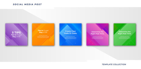 Tips for social media business marketing text here, colorful, tutorial, tips, post banner layout template background design element,