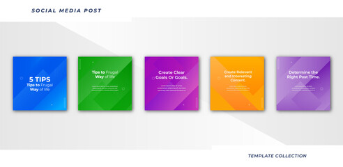 Tips for social media business marketing text here, colorful, tutorial, tips, post banner layout template background design element,