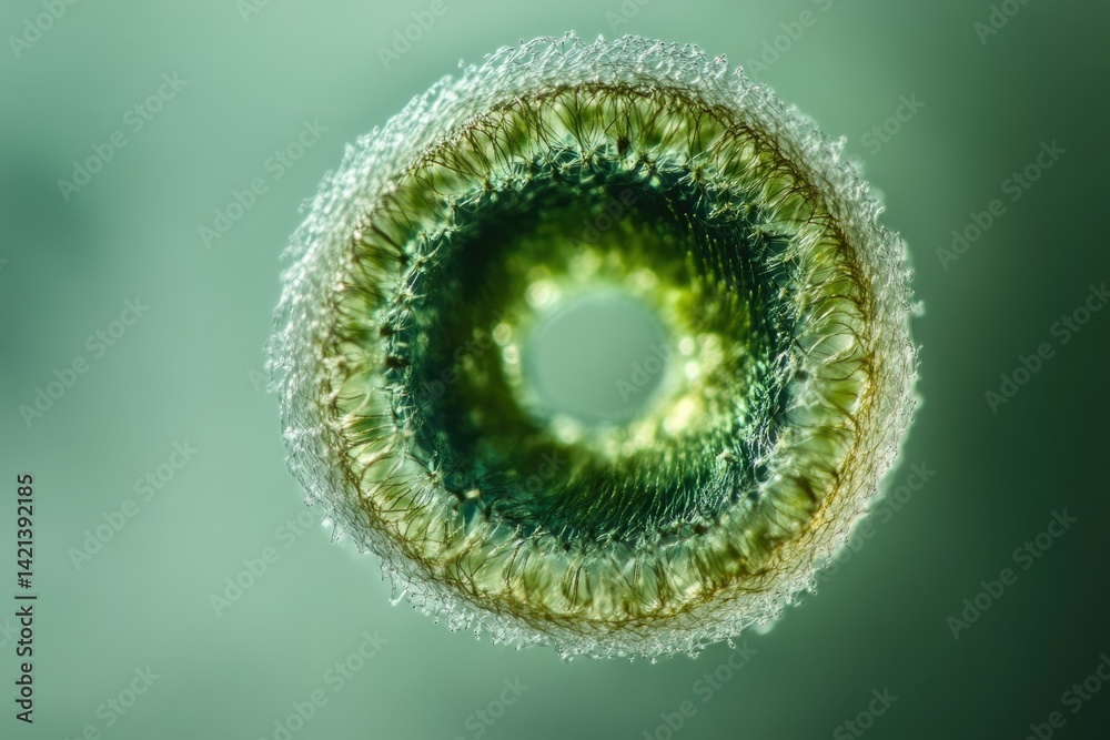 Aufkleber microscopic view of a dandelion seed head, showcasing intricate details and delicate structures.
