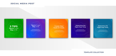 Tips for social media business marketing text here, colorful, tutorial, tips, post banner layout template background design element,