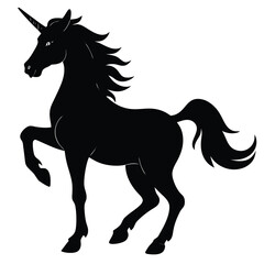 elegant unicorn silhouette vector isolated on white