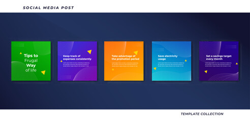 Tips for social media business marketing text here, colorful, tutorial, tips, post banner layout template background design element,