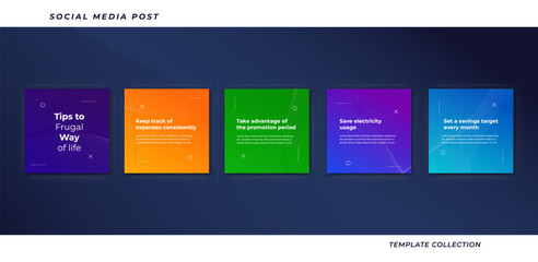 Tips for social media business marketing text here, colorful, tutorial, tips, post banner layout template background design element,