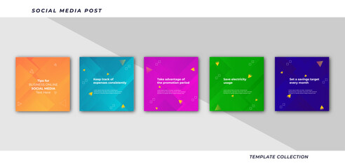 Tips for social media business marketing text here, colorful, tutorial, tips, post banner layout template background design element,