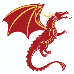 Naklejka premium Chinese dragon vector silhouette illustration isolated on white background