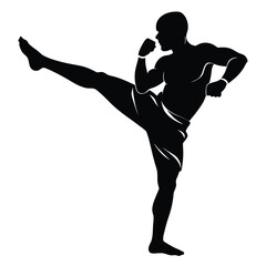 dynamic kickboxer pose vector artwork
