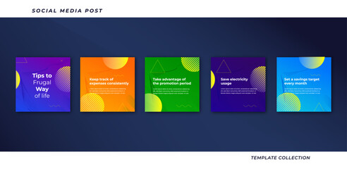 Tips for social media business marketing text here, colorful, tutorial, tips, post banner layout template background design element,