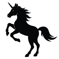 unicorn playing vector silhouette isolated on white