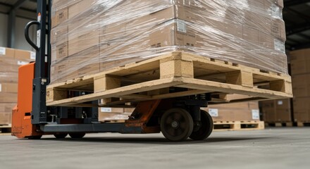Pallet Truck Entering Under Loaded Pallet