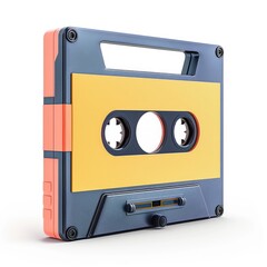 Naklejka premium Retro cassette tape, vibrant colors, and classic design.