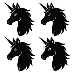 vector set of unicorn faces in multiple styles