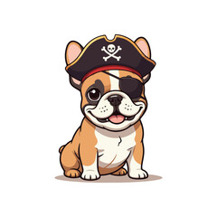 Cute french bull Dog Eating Bone Cartoon Vector Icon Illustration. Animal Nature Icon Concept icon