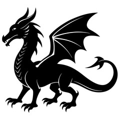 dragon vector silhouette illustration isolated on white background