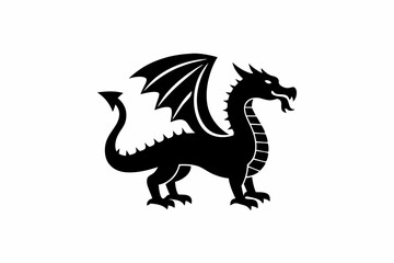 dragon vector silhouette illustration isolated on white background