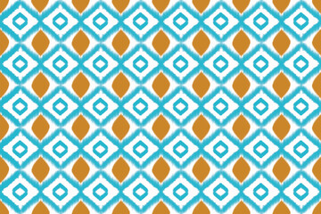 seamless Ikat and geometric pattern for fabric design,background wallpaper clothing embroidery,blue color 