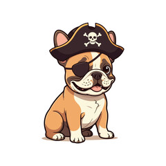 Cute french bull Dog Eating Bone Cartoon Vector Icon Illustration. Animal Nature Icon Concept icon