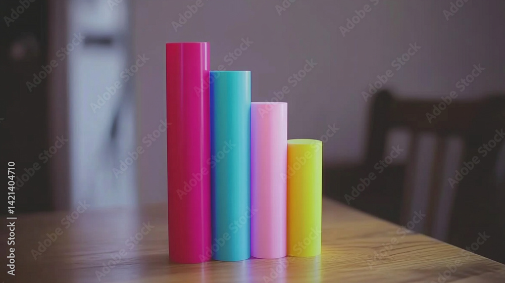 Poster visualizing data trends colorful bar graph display in a modern workspace