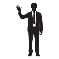 Welcoming business leader silhouette of simple minimal vector