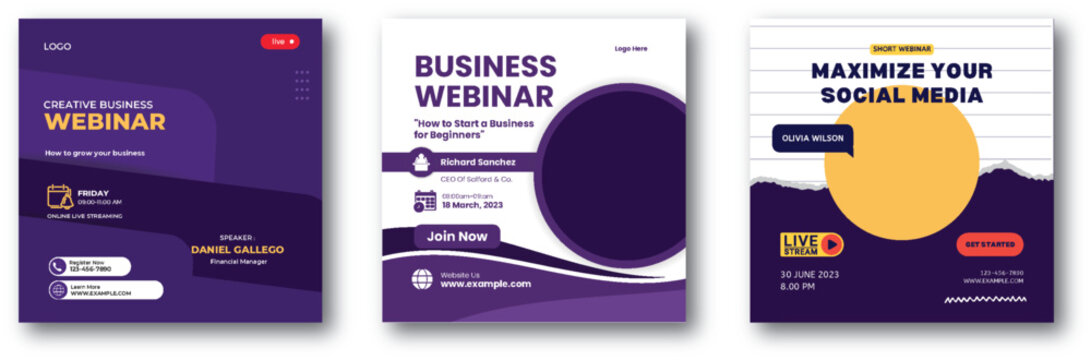 Promotional Material: Set of Engaging Webinar and Live Stream Templates