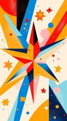 Obraz premium Abstract Geometric Star Burst, Vibrant Colorful Explosion, Modern Design Concept