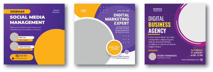 Professional Digital Marketing and Business Agency Webinar Poster Set