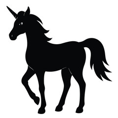 unicorn silhouette vector on white background