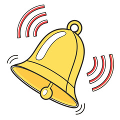Ringing Bell Line Art Illustration Notification or Alarm Icon in Minimal Style