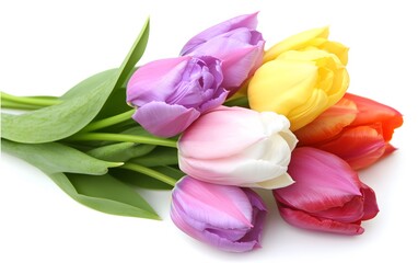 Obraz premium Colorful Spring Tulips Bouquet Closeup