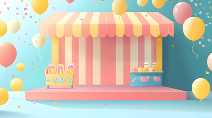 Pastel Party Fair: Sweet Treats and Balloons