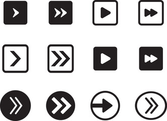 Set arrow icons. Collection different arrows sign. Set different cursor arrow direction symbols in flat style. Black arrows icons – stock vector