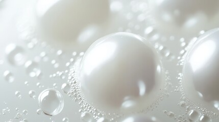 Close-up of Pearls with Water Droplets