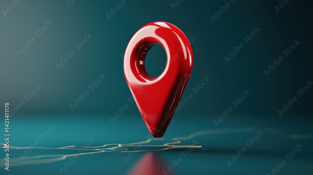 Aufkleber A shiny red location pin indicates a precise spot on a blue gradient map.
